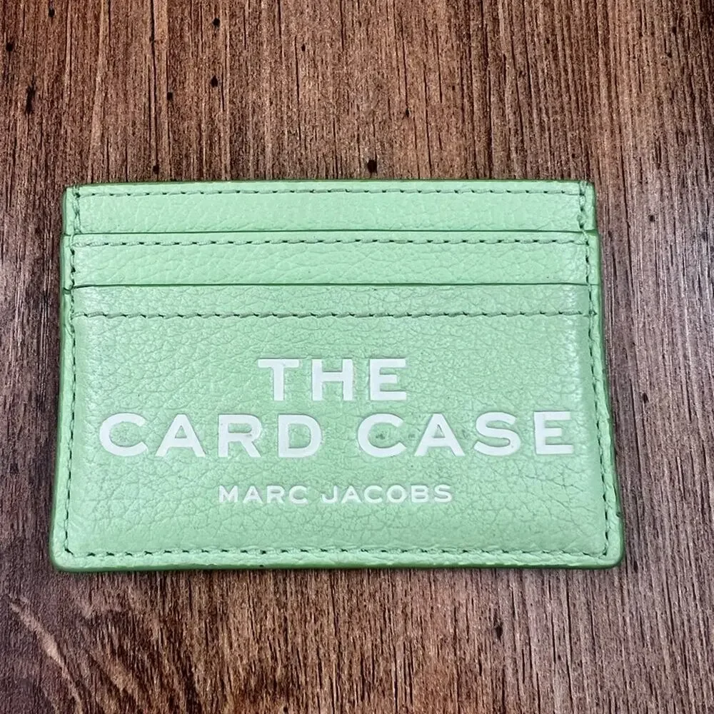 Marc Jacobs The Card Case in Mint Green Pebble Leather